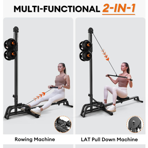 ONETWOFIT Foldable Rowing Machine & LAT Pull Down Machine 2 in 1 Multi-Function Compact Rowing Machine for Home  Low Row Cable Fitness Exercise Max 30 2