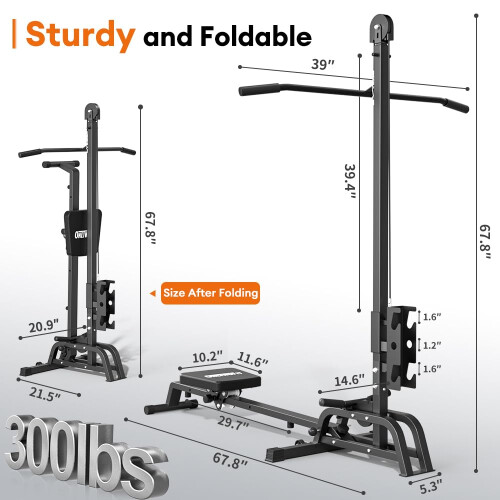 ONETWOFIT Foldable Rowing Machine & LAT Pull Down Machine 2 in 1 Multi-Function Compact Rowing Machine for Home  Low Row Cable Fitness Exercise Max 30 1