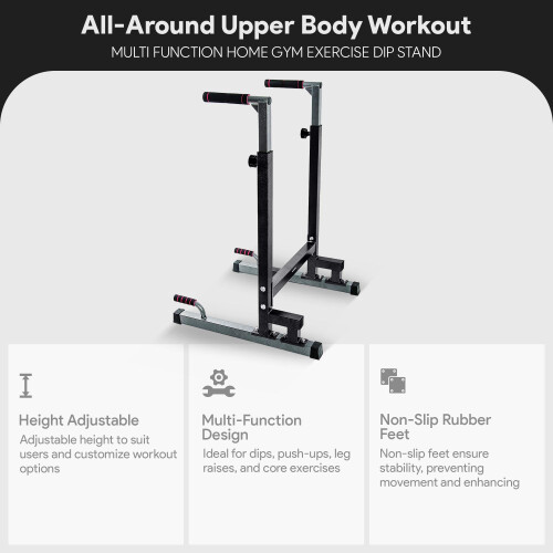 BalanceFrom Multi-Function Dip Stand Dip Station Dip bar with Improved Structure Design  500-Pound Capacity  Black 1