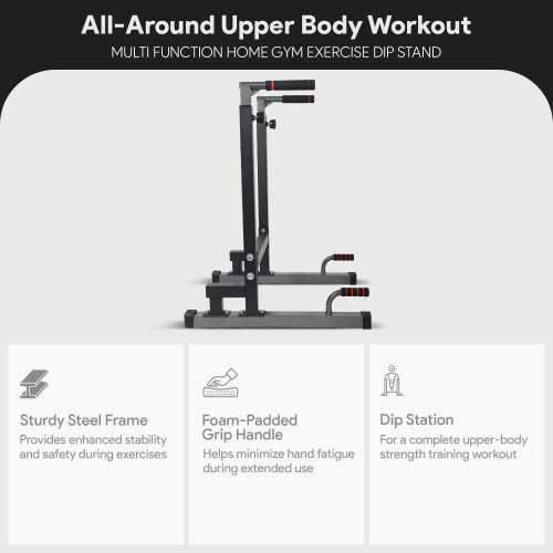 BalanceFrom Multi-Function Dip Stand Dip Station Dip bar with Improved Structure Design  500-Pound Capacity  Black 2