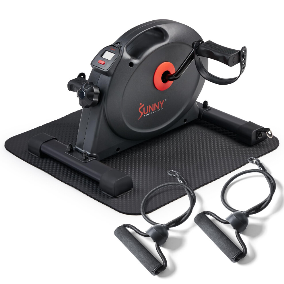 Sunny Health & Fitness Cyclette Intelligente Da Scrivania Con Tappetino E Fasce Per Allenamento, Con Design A Basso Profilo - SF-B0418SMART