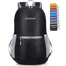 Zaino da trekking ultraleggero ZOMAKE 20L - Zaini piccoli e ripiegabili, resistenti all'acqua, per donne e uomini (nero)