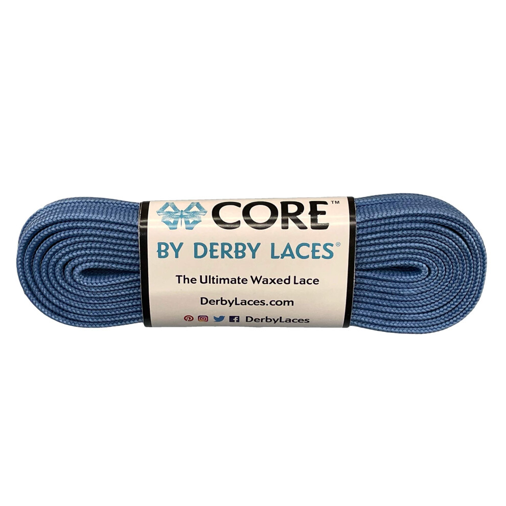 Derby Laces Core Smalle 6 Mm Gewaxte Veters Voor Kunstschaatsen, Rolschaatsen, Laarzen En Gewone Schoenen (Denimblauw 72 Inch / 183 Cm)-image