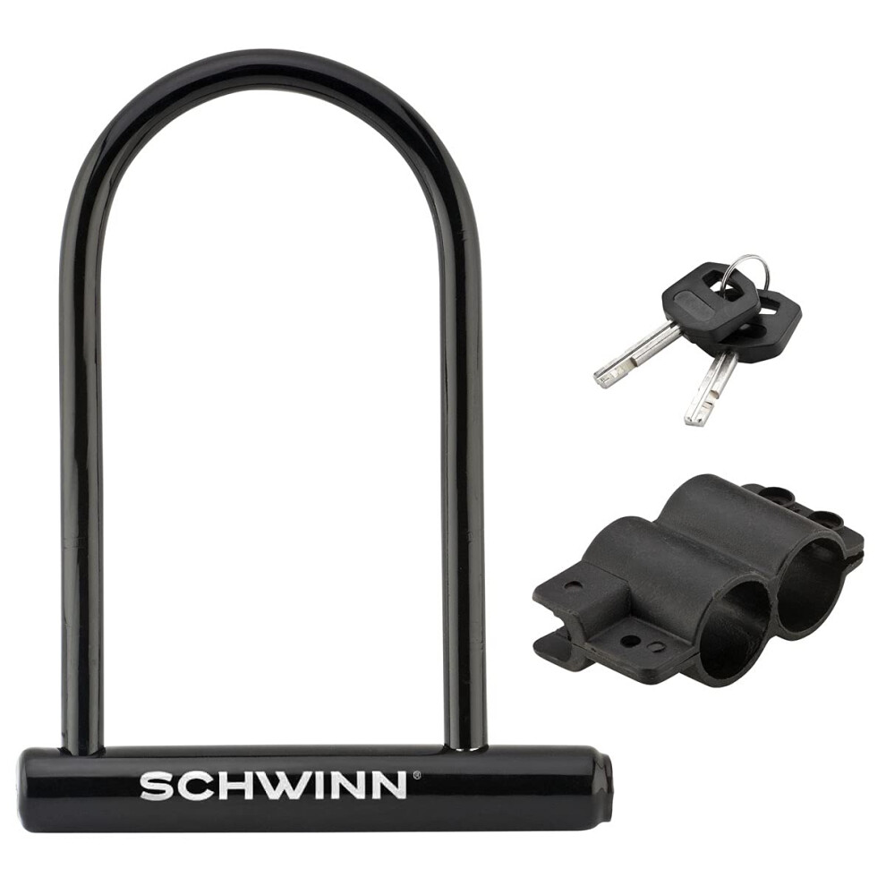 Schwinn Basic U Lock Bike with 2 Keys  Anti Theft Bicycle Lock  Black  Security Level 4
