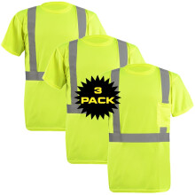 OccuNomix LUX-SSETP2B-YXL-PK03 Klassisk standard, h?j synlighed, kort?rmet wicking Birdseye T-shirt med lomme Klasse 2 100% ANSI Wicking Polyeste
