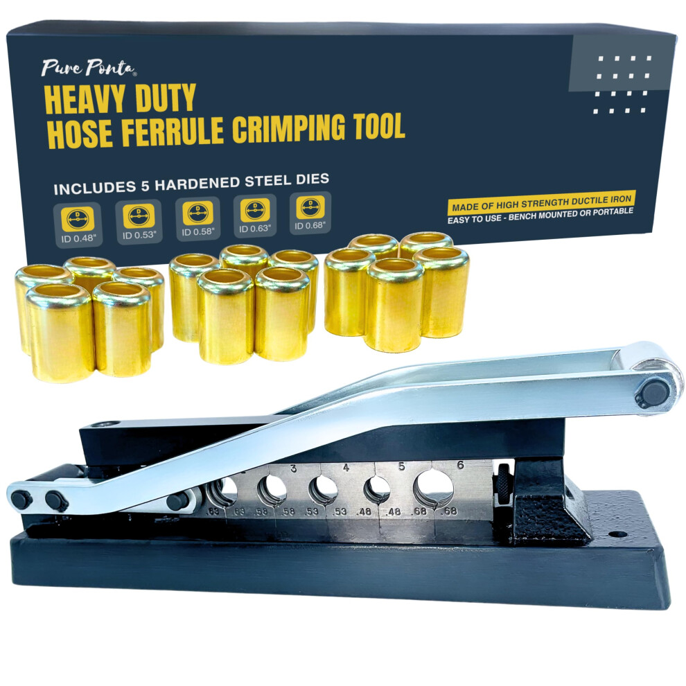 Kit Di Riparazione Per Tubi Dell'aria Resistenti, Tubi Da 3/8 A 1/4", Crimpatrice Per Tubi Dell'aria Con 15 Puntali, Kit Di Crimpatura Per Raccordi A Ghiera, Crimpatura Per Tubi Flessibili Con 5-image