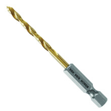 BOSCH TI2136IM 1-Piece 9/64 In. x 2-7/8 In. Titanium Nitride Coated Metal Drill Bit Impact Tough with Impact-Rated Hex Shank Ideal for Heavy-Gauge Car