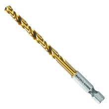 BOSCH TI2141IM 1-Piece 7/32 In. x 3-3/4 In. Titanium Nitride Coated Metal Drill Bit Impact Tough with Impact-Rated Hex Shank Ideal for Heavy-Gauge Car
