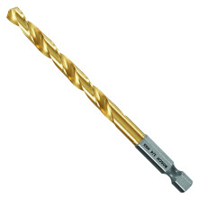 BOSCH TI2143IM 1-Piece 1/4 In. x 4 In. Titanium Nitride Coated Metal Drill Bit Impact Tough with Impact-Rated Hex Shank for Applications in Heavy-Gaug