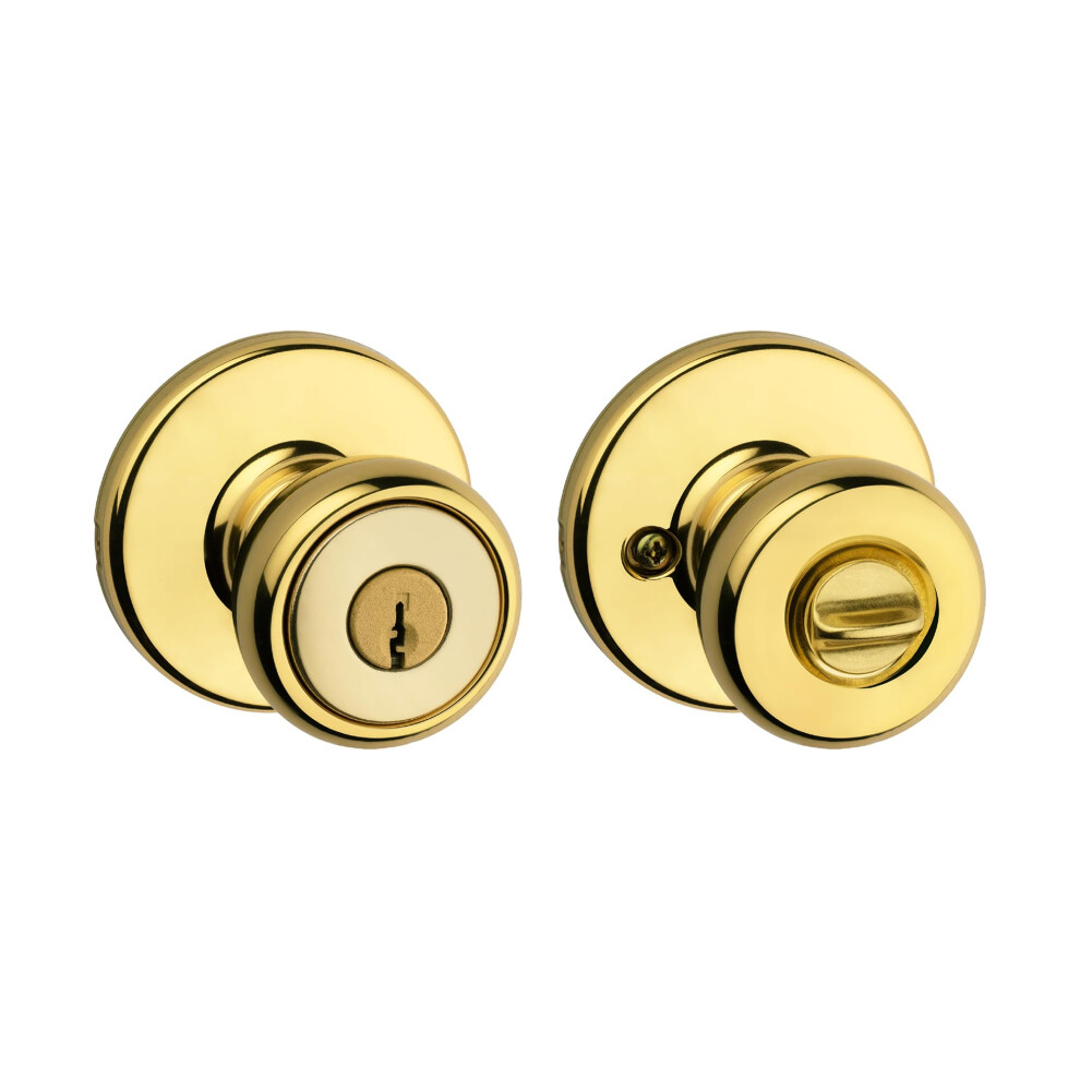 Kwikset Tylo Entry Door Knob With Lock And Key Secure Keyed Handle Exterior Doorlock Doorknob For Front Entrance And Bedrooms In Polished Brass 883351761949