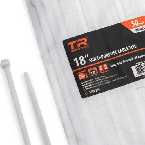TR Industrial Multi-Purpose UV-resistente naturlige kabelbindere 18 tommer 50 Pack