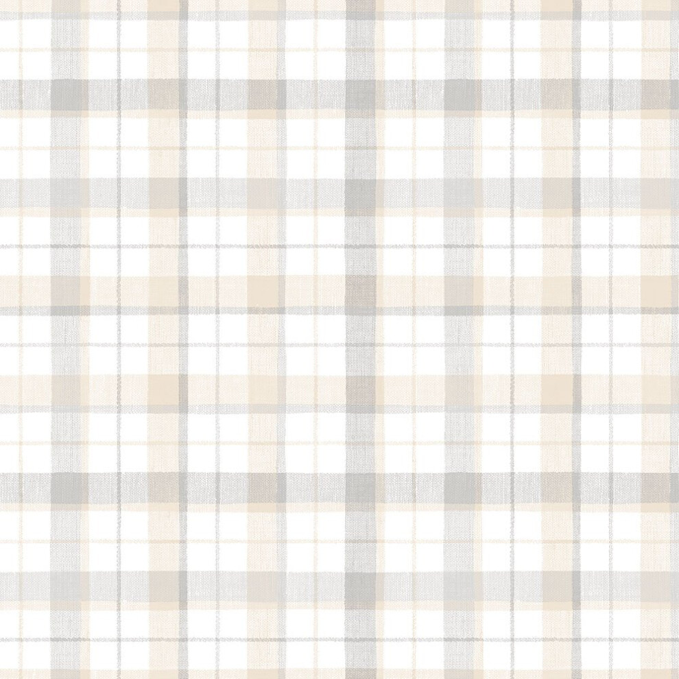 Photos - Wallpaper Norwall CK36627 Linen Plaid Grey Beige