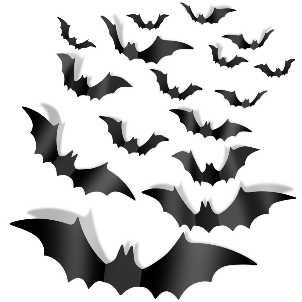Charmflor Halloween Decoration Bat 56 Pcs 3D Halloween Bats Wall Decor Stickers Halloween Party Supplies Halloween Wall Bats Stickers Decorations For Indoor O