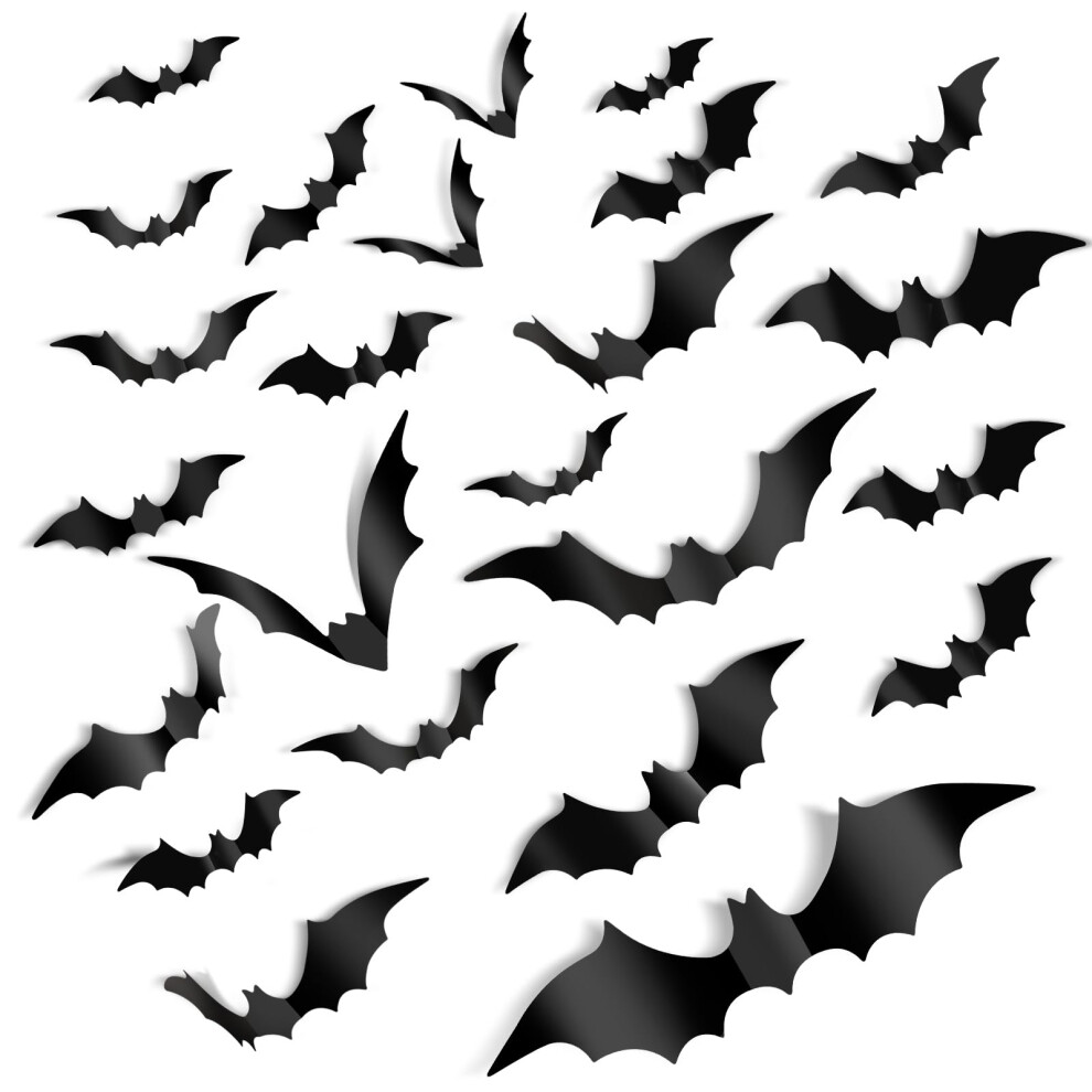 Charmflor Halloween Decoration Bat 140 Pcs 3D Halloween Bats Wall Decor Stickers Halloween Party Supplies Halloween Wall Bats Stickers Decorations For Indoor