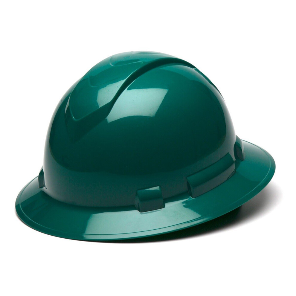 Pyramex Ridgeline Full Brim Hard Hat 4 Point Ratchet Green