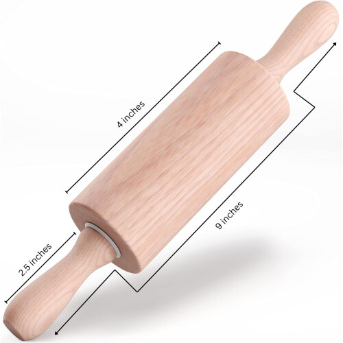 HelferX 9 inch Small Wooden Rolling Pin for Baking 2