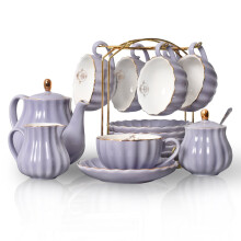 Porseleinen theeservies British Royal Series 8 OZ kopjes en schotelservice voor 6 personen met theepot, suikerpot, roomkan, theelepels en theezeefje