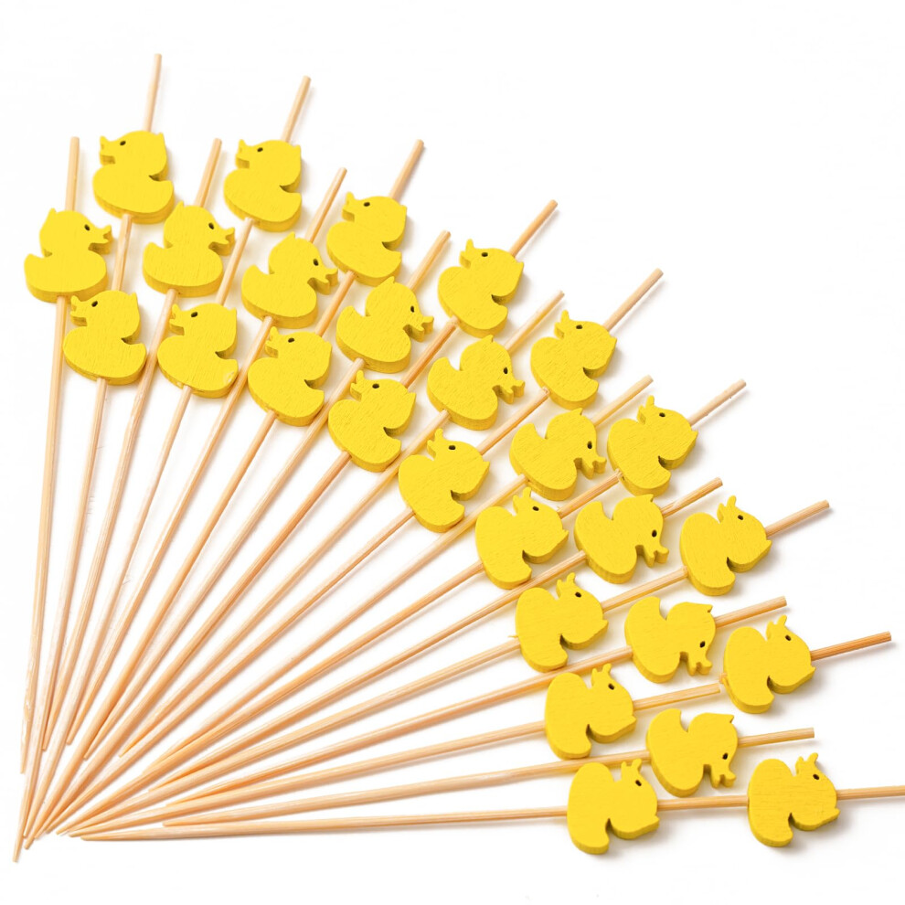 PuTwo Toothpicks 100 Counts Picks Handmade Natural Bamboo Cocktail Sticks  Yellow Ducks