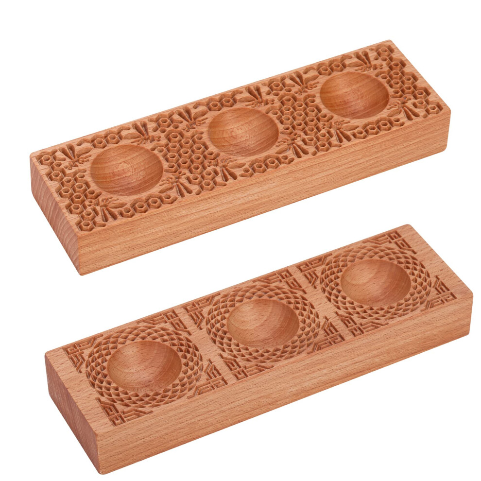 Stampo In Legno Per Ravioli Fatti A Mano, Per Pasta E Ravioli Fatti In Casa, Con Motivo A Treccia 2 In 1 E A Nido D'ape Con Motivo Api, Regalo Per Amanti Della Pasta-image
