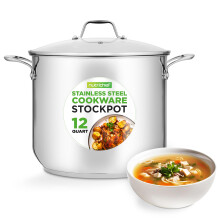 NutriChef 12-Quart Stainless Steel Stock Pot - 18/8 Food Grade Stainless Steel Heavy Duty Induction - Large Stockpot for Stews Simmering & Soups with