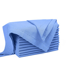 Palisa Cloth Dinner Napkins with Hemstitched Detailing & Mitered Corners Set of 12 (18x18 Inches) Light Blue - Cotton Reusable Dinner Napkins - Perfec