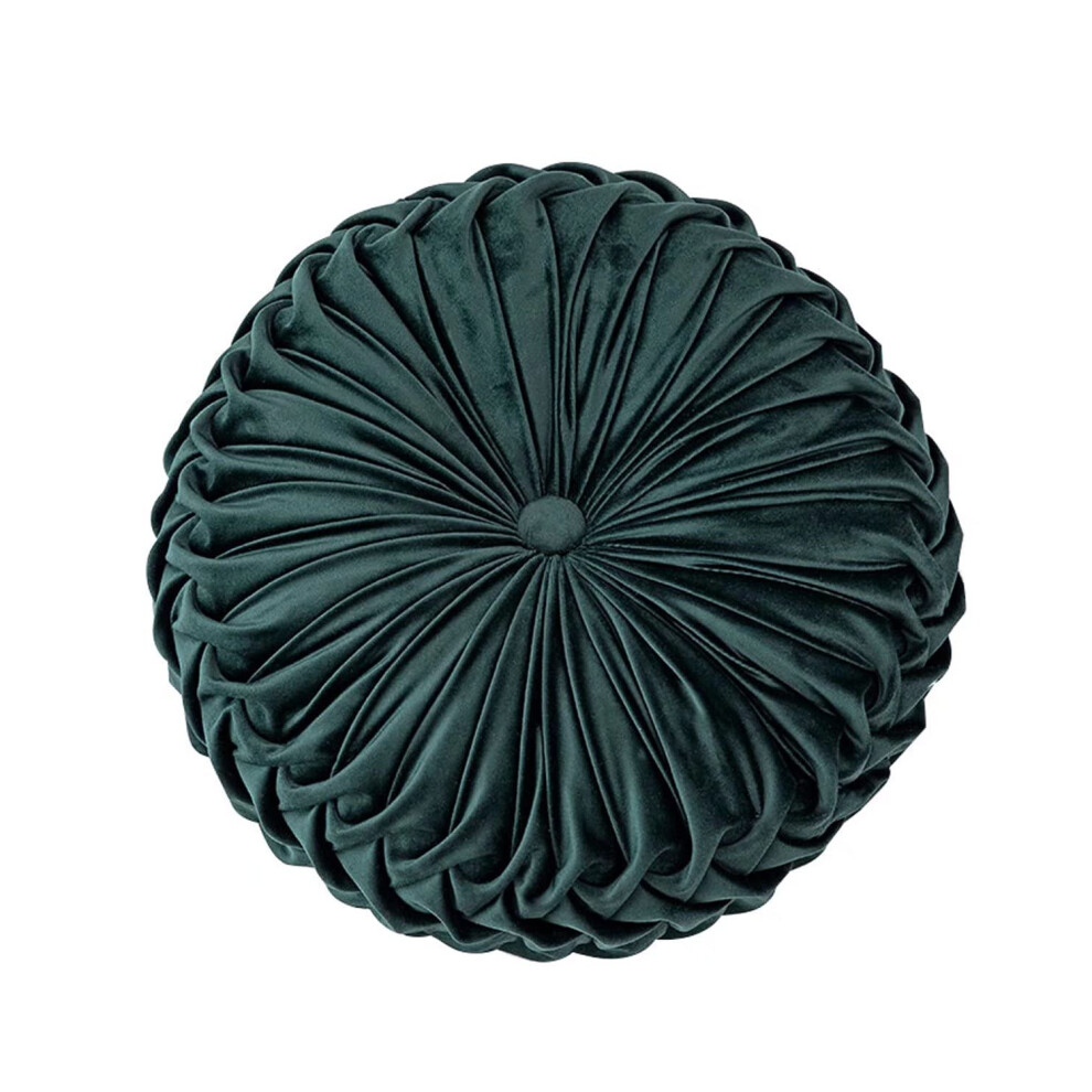 Coussin rond en velours HLOVME pour canap   , petit coussin d   coratif fait main pour lit, chambre     coucher, 13,7 pouces, vert fonc
