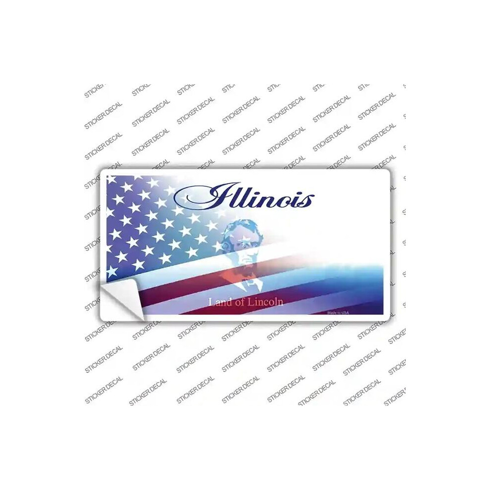 Smart Blonde Lp-12342S-Xl Illinois With American Flag Novelty Sticker Decal - Extra Large 792636545672