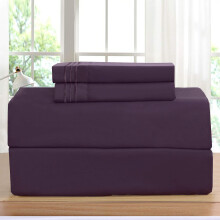 Elegant Comfort Luxurious Bed Sheets Set on Amazon 1500 Premier Wrinkle Fade and Stain Resistant 4-Piece Bed Sheet Set Deep Pocket Queen Purple