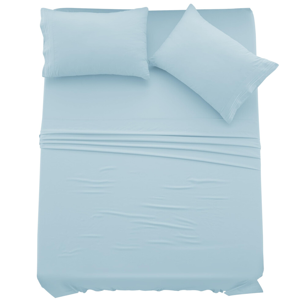 Parure de lit Queen Size LDC - 4 draps en microfibre bross   e, poches profondes de 40 cm, taies d'oreiller brod   es - Parure de lit Queen Size de l