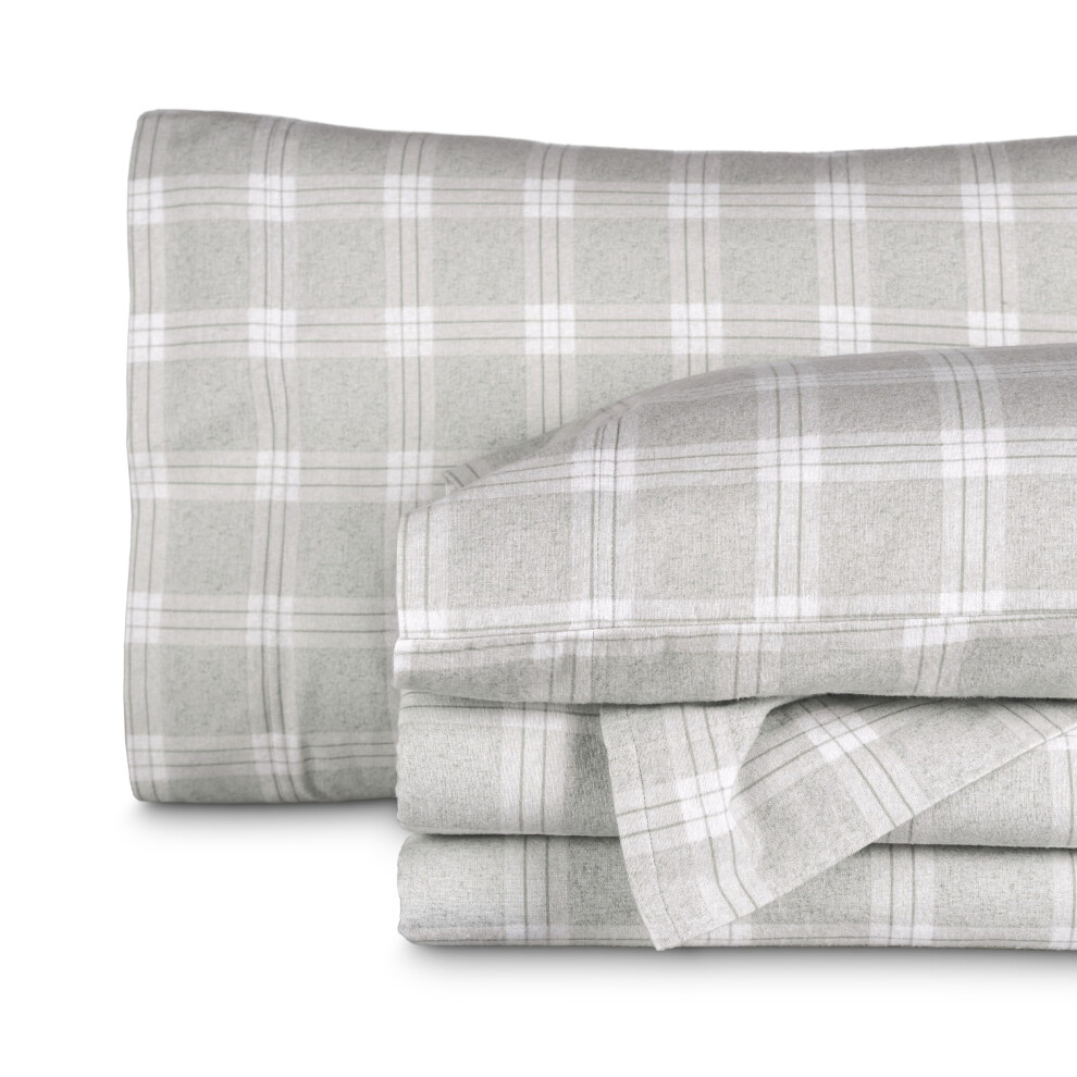 Parure de lit en flanelle de coton Bare Home, 100 % coton, doux et velout   ,    pais, double brossage pour plus de douceur et de confort, poche prof