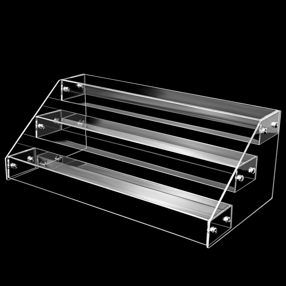 Pouyrba Rialzo In Acrilico, 30,5 Cm, 3 Ripiani, In Acrilico, Per Esporre Profumi, Facile Da Montare, Organizer Per La Cura Della Pelle, Supporto Per Cupcake, Ripiani In Acrilico Robusti Per Esporre-image