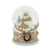Romeinse hertenfamilie muzikale kerstglitterdome 100 mm