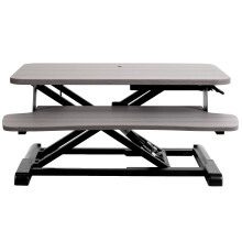 VIVO 26 inch Desk Converter K Series Height Adjustable Sit to Stand Riser Dual Monitor and Laptop Workstation with Keyboard Tray Gray Top Black F