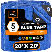 Better Blue Poly Tarp 20' x 20' - Vcecelov ochrann kryt - Lehk Odoln Vodotesn Odoln vuci povetrnostnm vlivum - Polyethylen o tloutce 5 mil