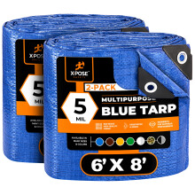Better Blue Poly Tarp 6' x 8' (2-pack) - Skyddsverdrag fr flera ndaml - Ltt, hllbart, vattenttt vderbestndigt - 5 mil tjock polyeten - f