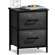 Sorbus Nightstand Dresser with 2 Faux Wood Drawers - Bedside Table Chest with Storage Bedroom Living Room Closet & Dorm Furniture Lamp Stand - Stee