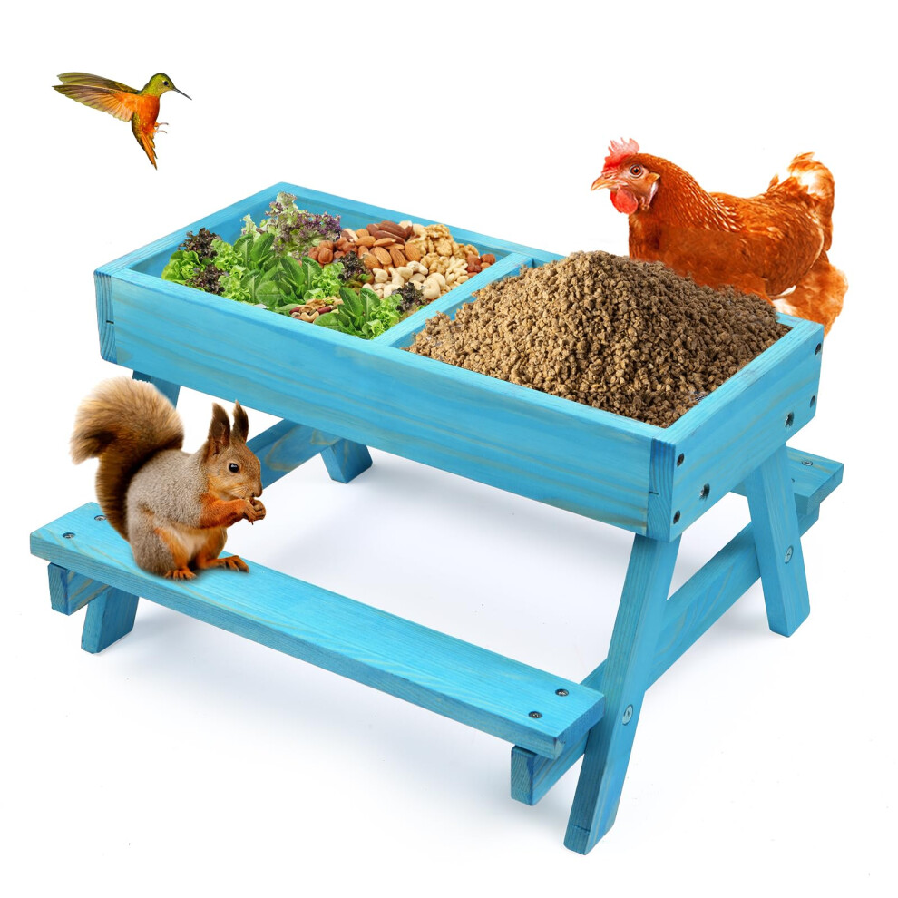 Table de pique-nique pour poulets, mangeoire pour poulets, sans d   chets, en bois carbonis    fait     la main, grand kit de mangeoire pour poulets