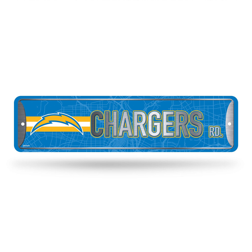 Rico Industries Nfl Los Angeles Chargers Home D? Cor Metal Street Znak (4 X 15) - Swietne Dla Domowej Sypialni I Jaskini Man - Made Silver-image