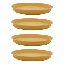The HC Companies 5"""" Pyöreä Prima Muovikasvilautanen - Ulkokäyttöiset ruukkualustat - 5,35""""x5,35""""x0,71"""" hunajaa (4 kpl pakkaus)
