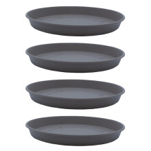 The HC Companies 5"""" Pyöreä Prima Muovikasvilautanen - Ulkokäyttöiset ruukkualustat - 5,35""""x5,35""""x0,71"""" lämmin harmaa (4 kpl pakkaus)