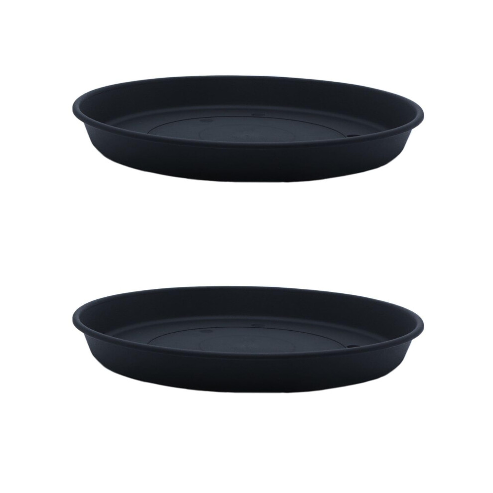 Soucoupe Ronde En Plastique Prima De 53 Cm De Hc Companies - Plateaux Pour Plantes D'int Rieur Et D'ext Rieur - 53,5 X 53,5 X 6,4 Cm, Noir (Lot D-image