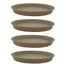 The HC Companies 5"""" Pyöreä Prima Muovikasvilautanen - Ulkokäyttöiset ruukkualustat - 5,35""""x5,35""""x0,71"""" Sandstonessa (4 kpl:n pakkaus)