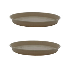 The HC Companies 21"""" Pyöreä Prima Muovikasvilautanen - Ulkokäyttöiset ruukkualustat - 21,22""""x21,22""""x2,52"""" Sandstonessa (2 kpl pakkaus)