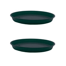 The HC Companies 21"""" Pyöreä Prima Muovikasvilautanen - Ulkokäyttöiset ruukkualustat - 21,22""""x21,22""""x2,52"" Evergreenissä (2 kpl pakkaus)