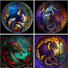 RYMILIE Diamond Painting Kits for Adults - 4 Pack Dragon DIY 5D Diamond Art Kits Full Drill Diamond Dots Paintings with Diamonds Gem Art and Crafts Ho