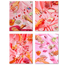 KICHANG 4 stuks roze vintage diamantschilderij diamantkunstsets voor volwassenen Diamond Art Diamond Painting Kits 5D Diamond Dots Diamond Art Kits r