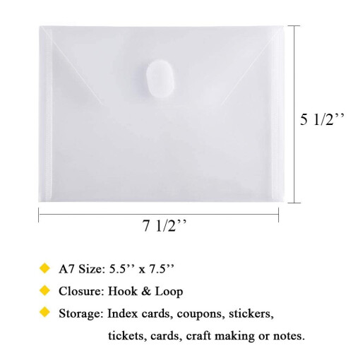 GeorgeBaker 10 Packs Small Plastic Envelope with Hook & Loop Closure  Poly Envelope for Coupon Receipt Cards 5 1/2 x 7 1/2 2
