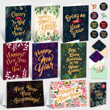 Anerkennend besondere Saisonkarten mit Umschlgen und Aufklebern - 24 Packgold Gold Fout Happy New Year Cards mit Umschlgen und Aufklebern bedru