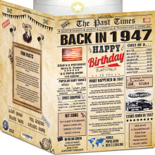 77th Birthday Card for Women Men - Back In 1947 Newspaper - 77th Happy BIRTHDAY card - 77th birthday gift for Her Him - JUMBO A4 size - 77th birt