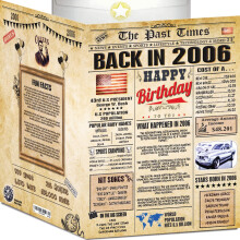 18th Birthday Card for Women Men - Back In 2006 Newspaper - 18th Happy BIRTHDAY card - 18th birthday gift for Her Him - JUMBO A4 size - 18th birt